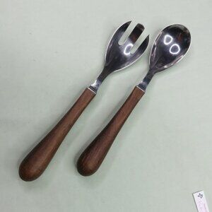 Universal Steel Serving Set Wood Handle Modern Denmark Salad Fork Spoon